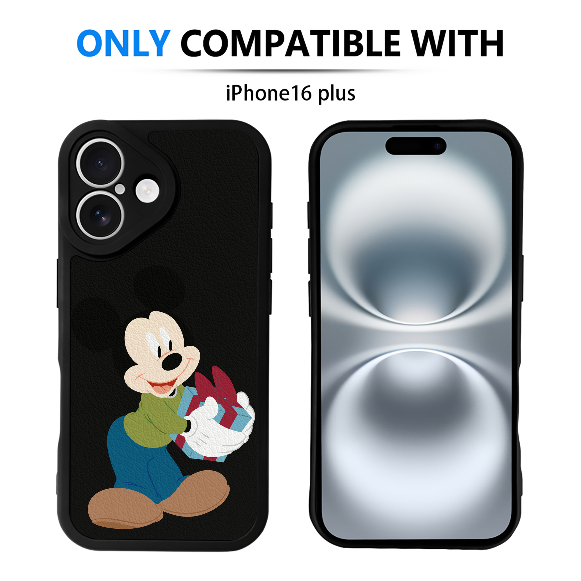 （画像用） ミッキーマウス Mickey Mouse 【iPhone 16シリーズ対応】シリコンスマホケース（レザー調） 材質：シリコン